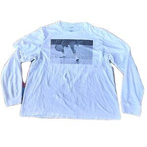 Arizona Jean Co Basketball Photo Print Cotton White Long Sleeve Tee Shirt Sz L